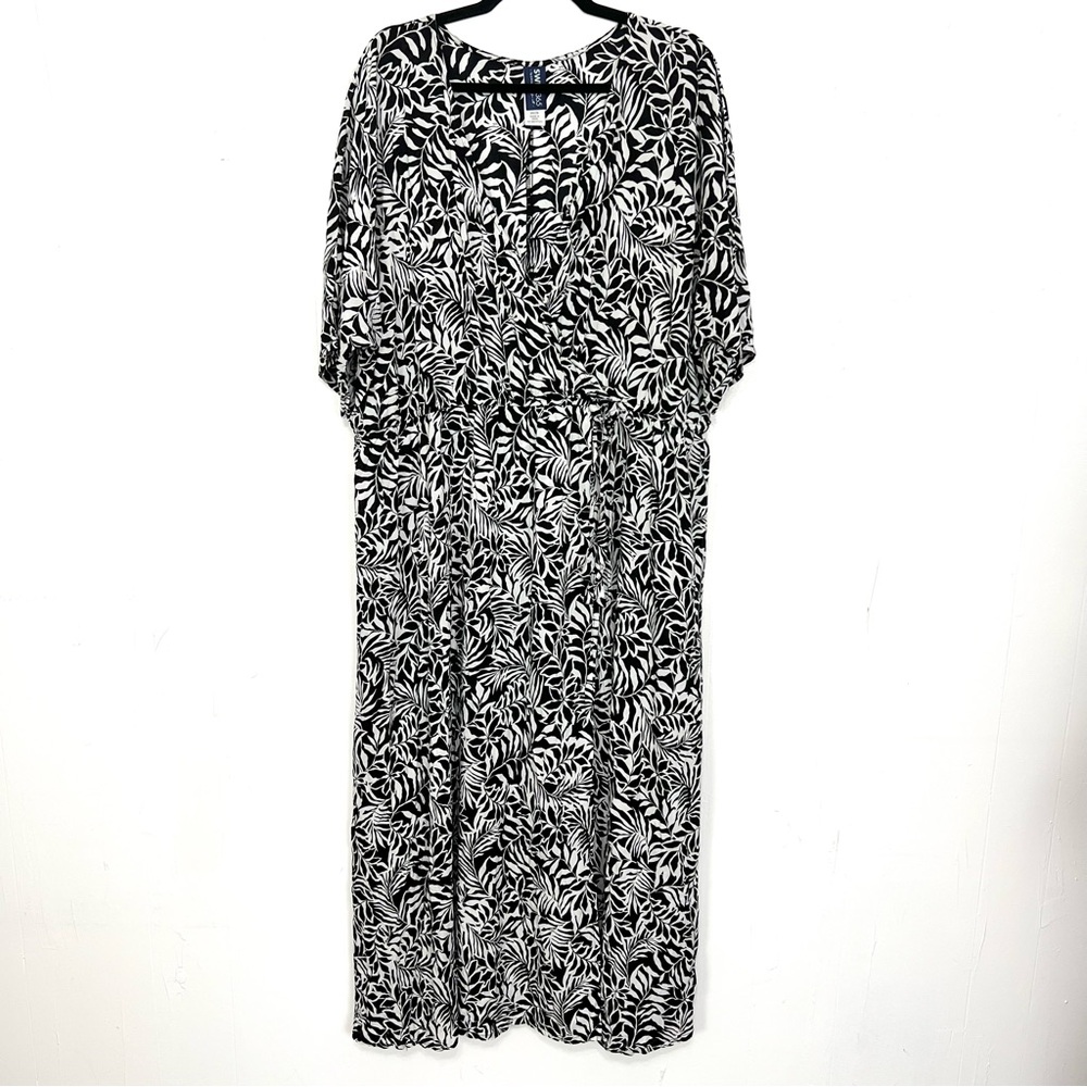 Swim365 Black White Floral Beach Cover Up Dress 26/28 3X 4X cg